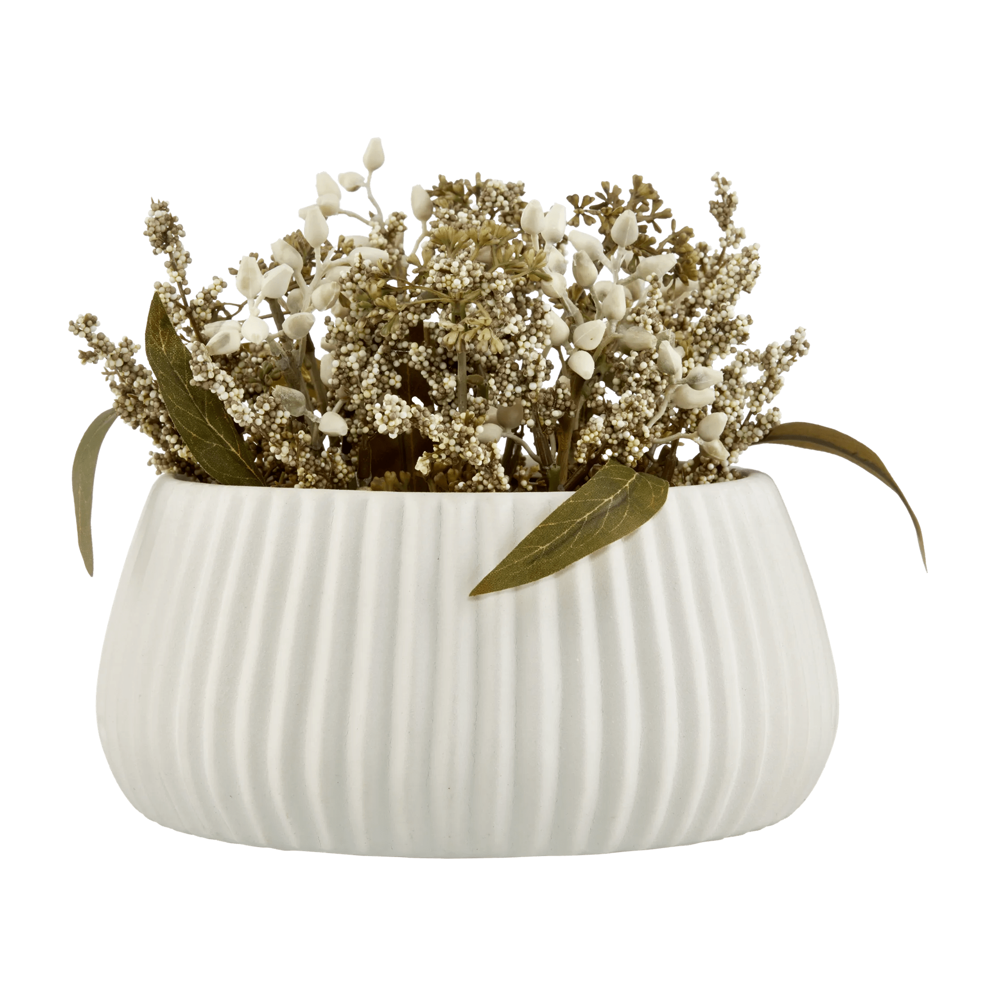 Mixed Greenery in Ribbed Pot