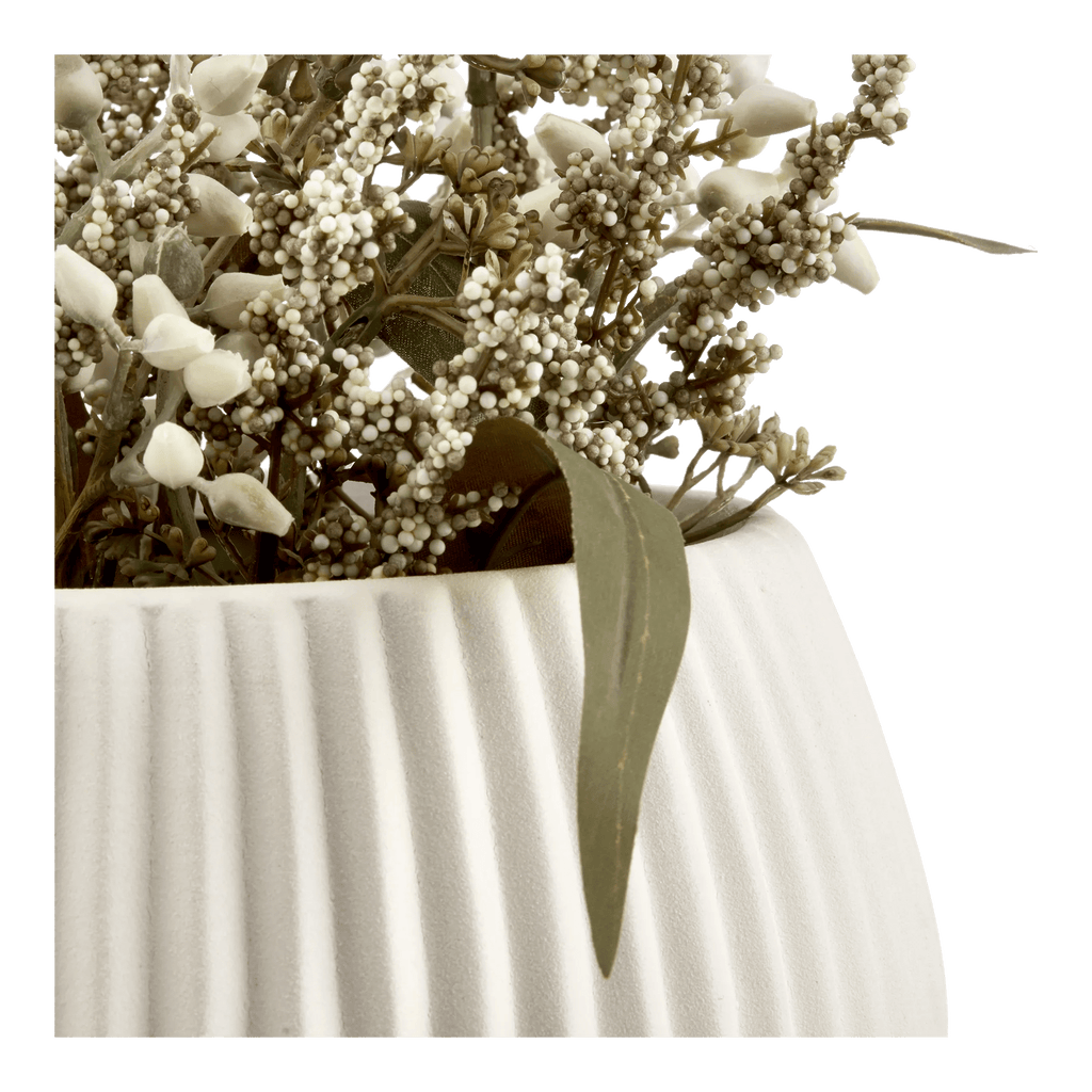 Mixed Greenery in Ribbed Pot