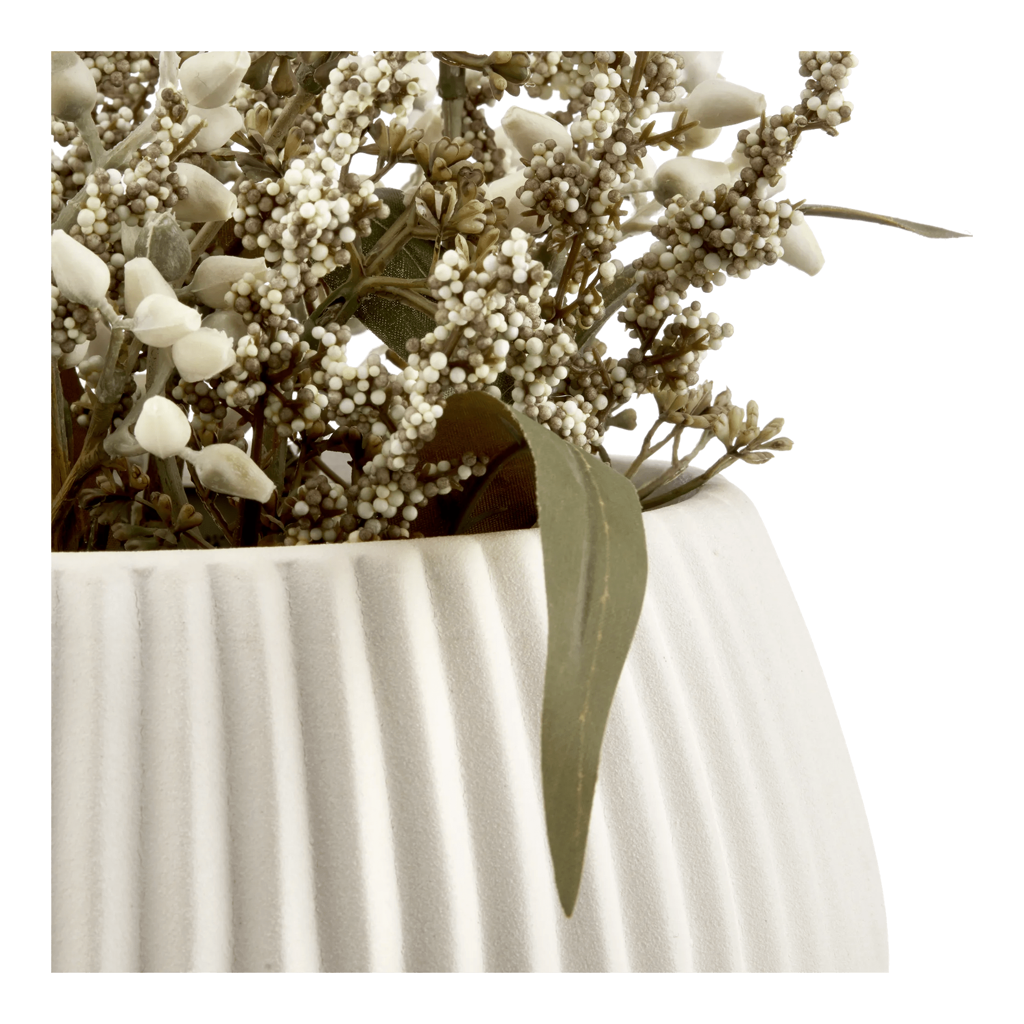 Mixed Greenery in Ribbed Pot