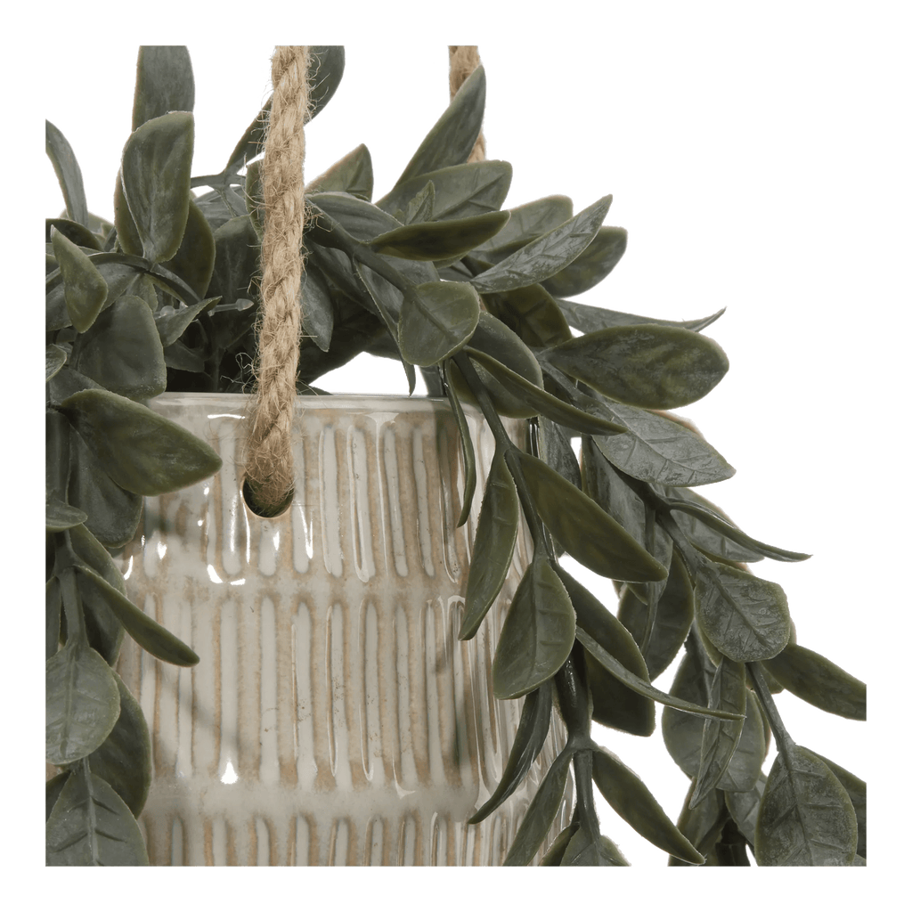 Artificial Leaves in Hanging Textured Pot