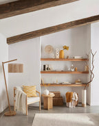 Speckled Ceramic and Rattan Vase