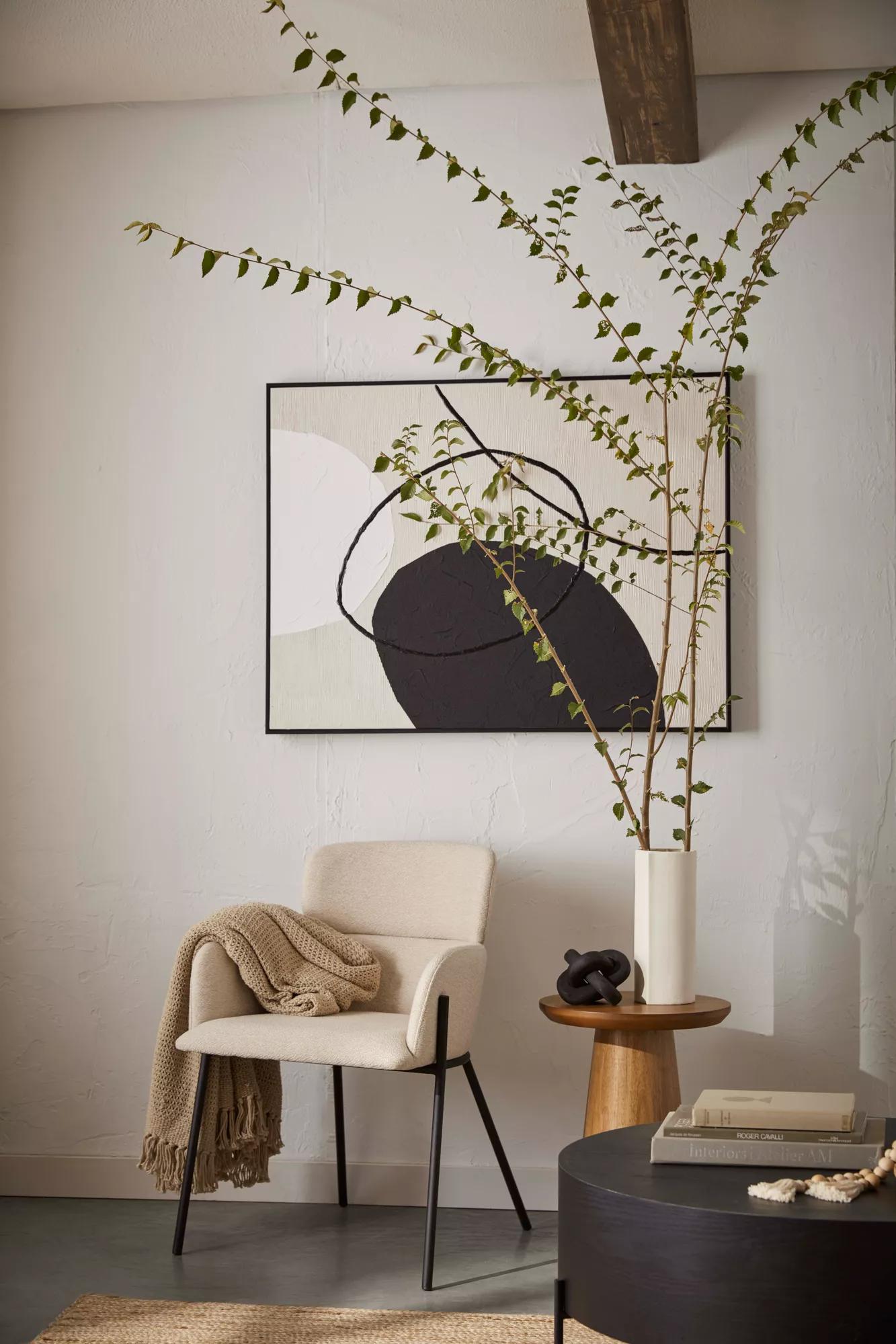 Neutral Oval Abstract Painted Canvas