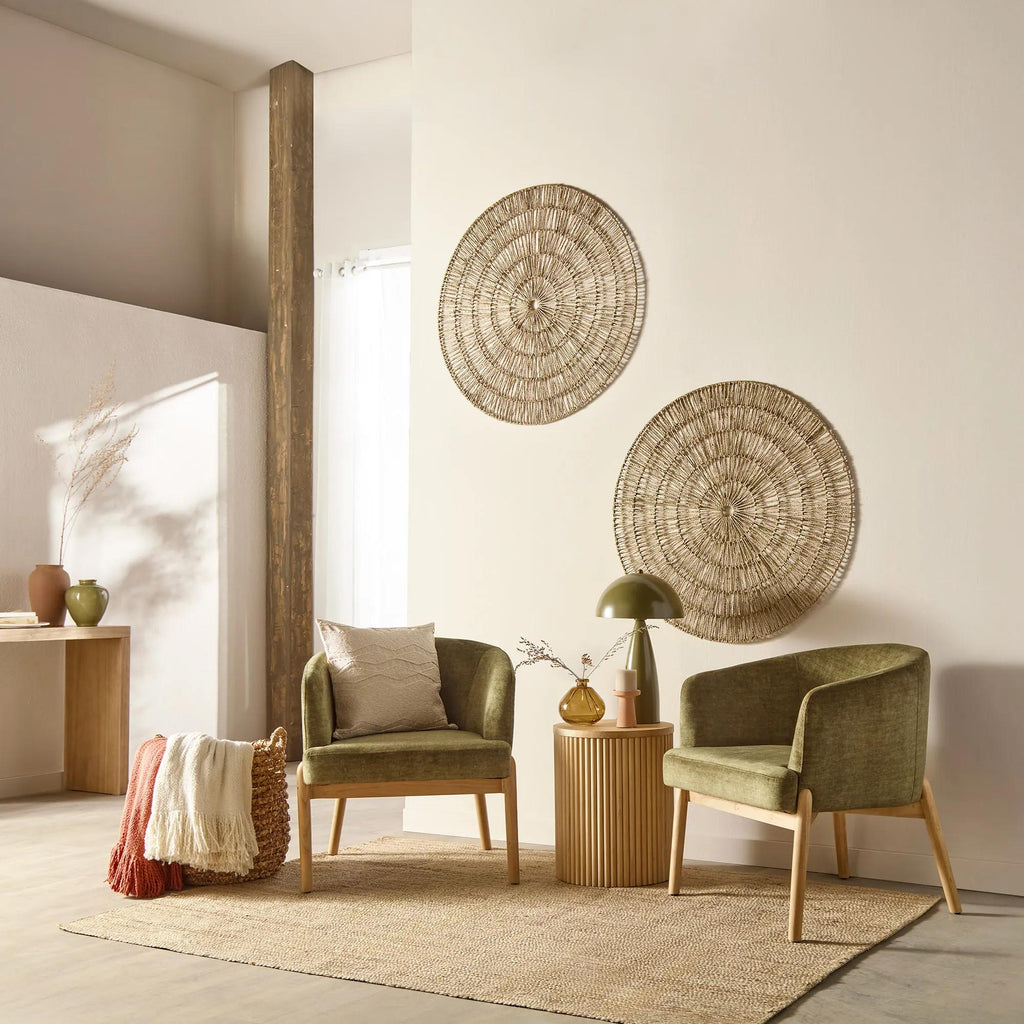 Fabric and Wood Accent Chair