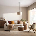 Fabric and Wood Accent Chair