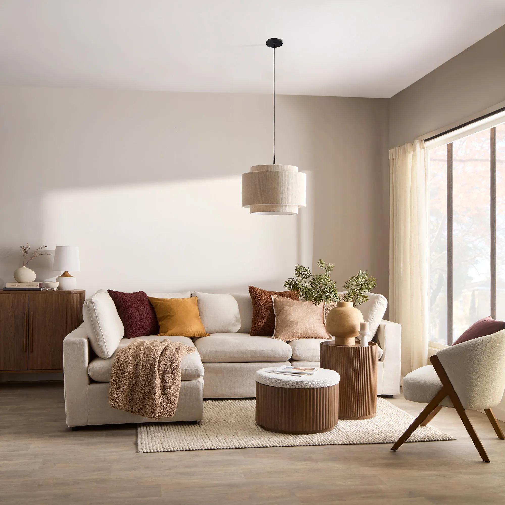 Ribbed Beige Ceiling Lamp