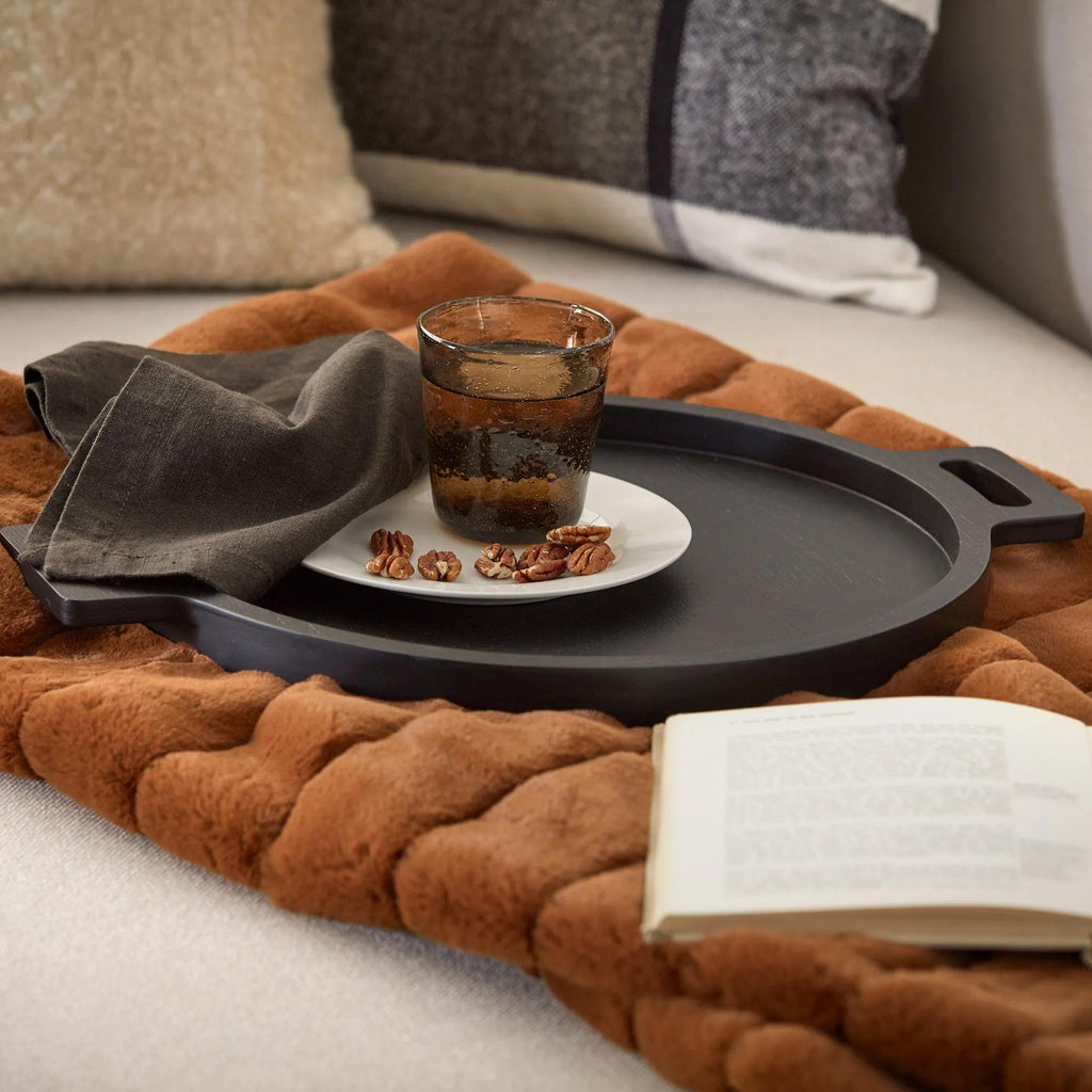 Wood Round Tray with Handles