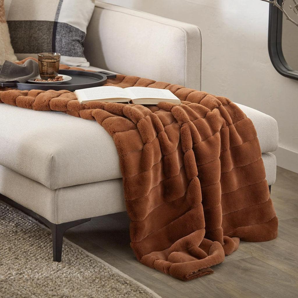 Rust Cougar Faux Fur Throw
