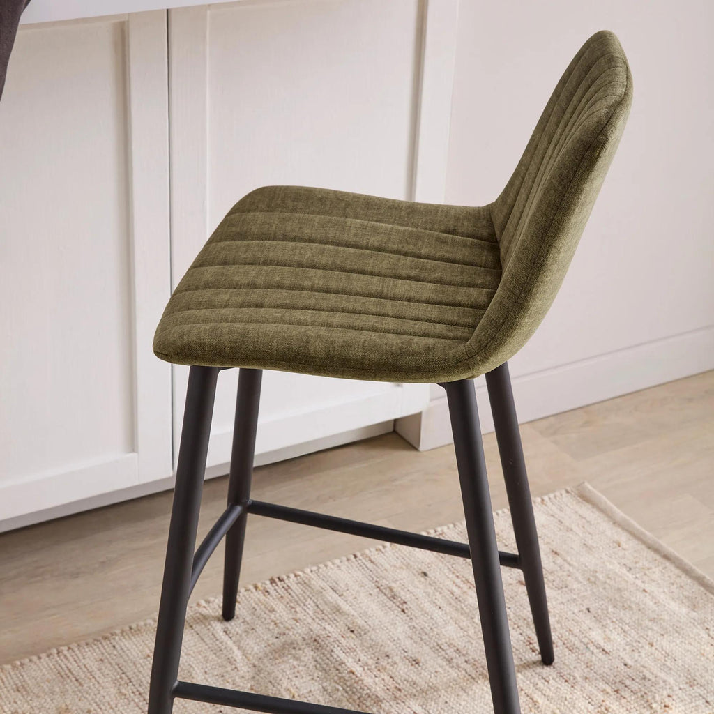 Velvet Fabric and Metal Bar Stool