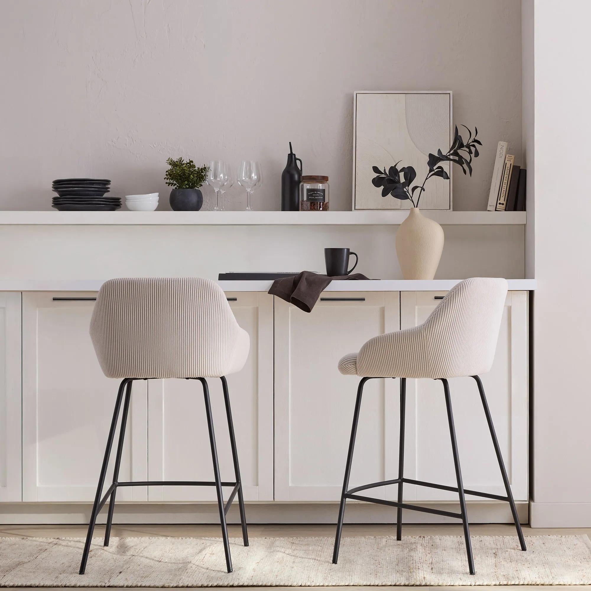 Fabric and Metal Counter Stool