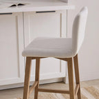 Fabric and Natural Wood Bar Stool