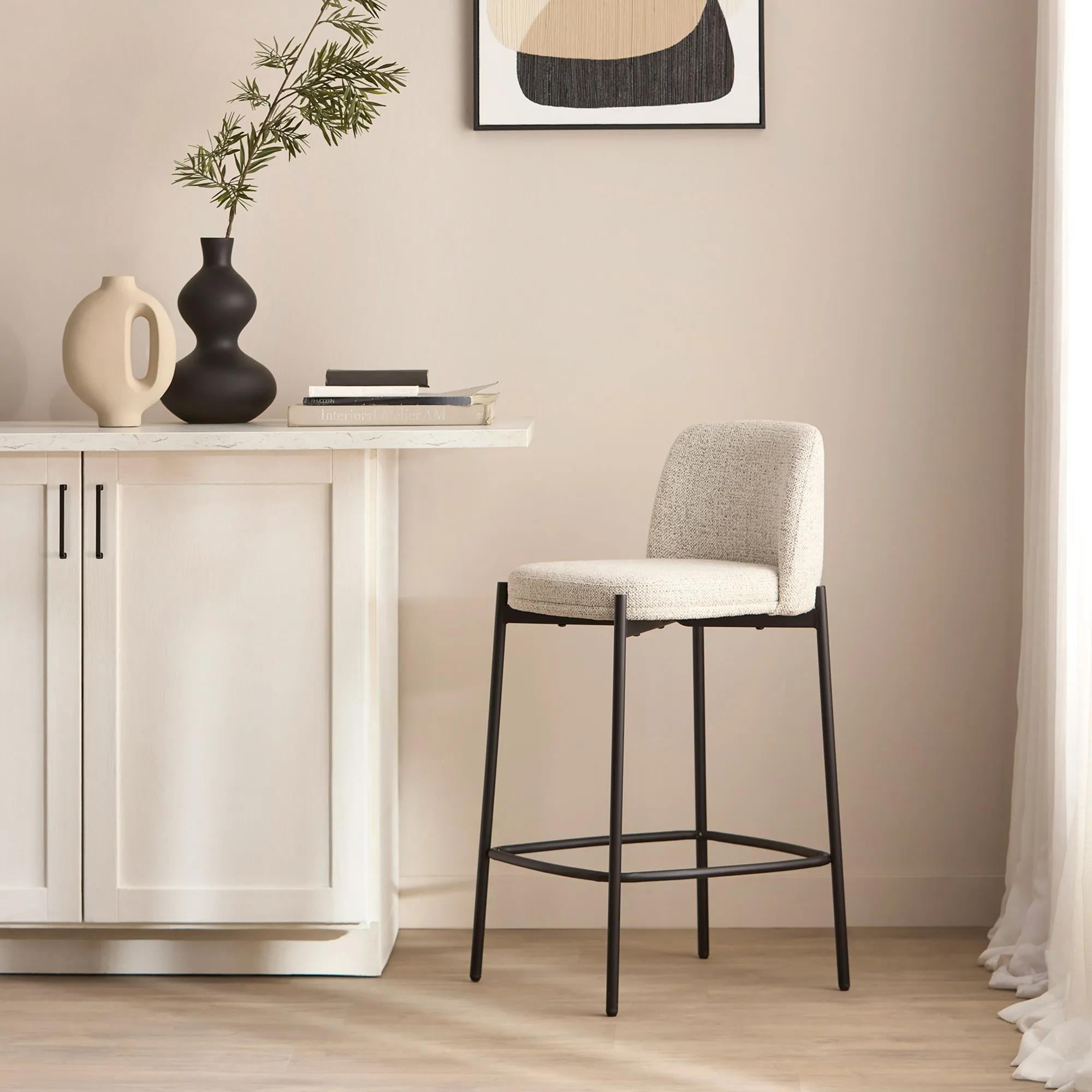 Fabric and Metal Bar Stool