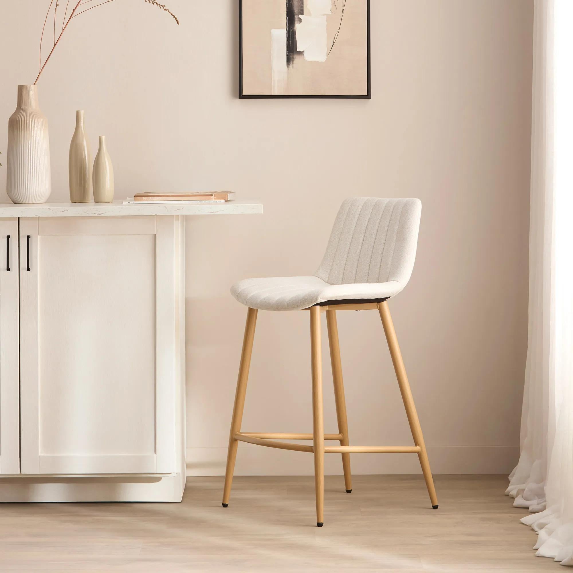 Chita Fabric and Metal Bar Stool