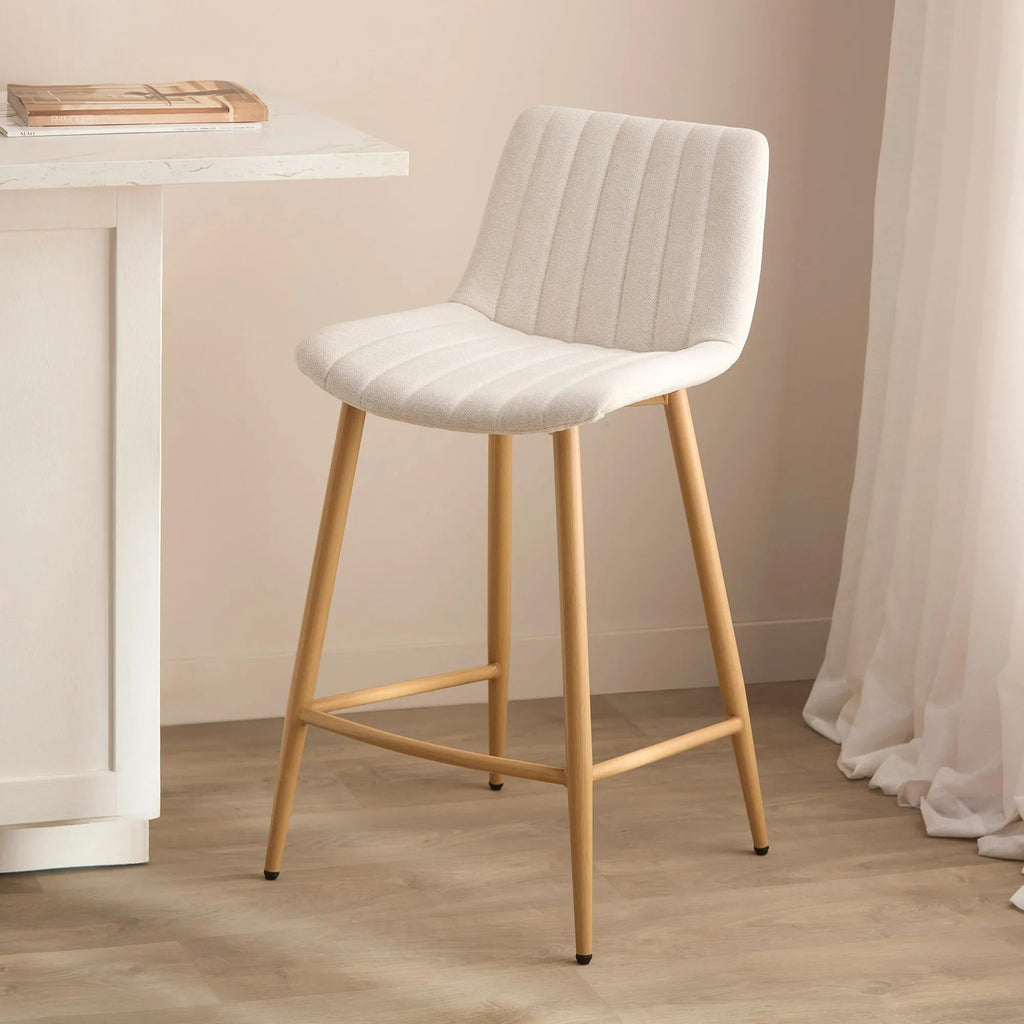 Chita Fabric and Metal Bar Stool