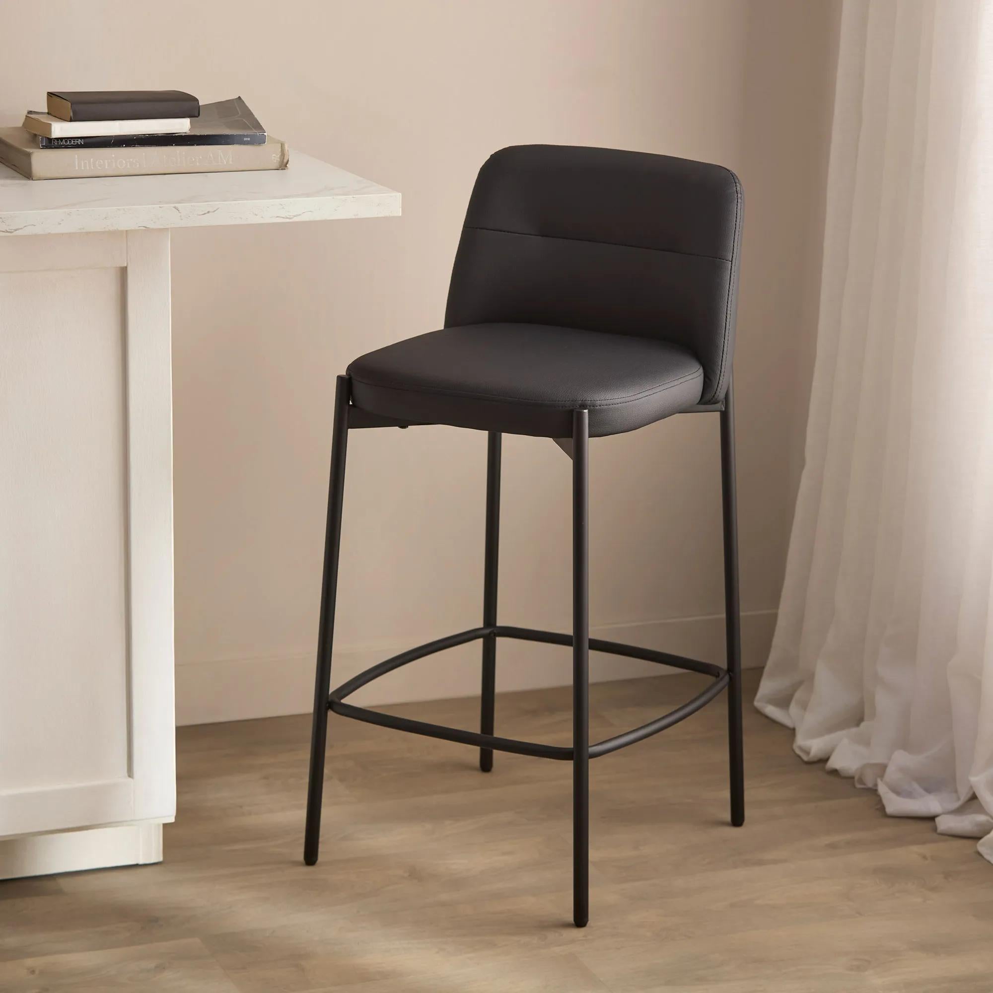 Faux Leather and Metal Bar Stool