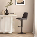Beige Faux Leather and Metal Bar Stool