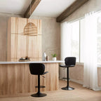 Black Textured Faux Leather & Metal Adjustable Bar Stool