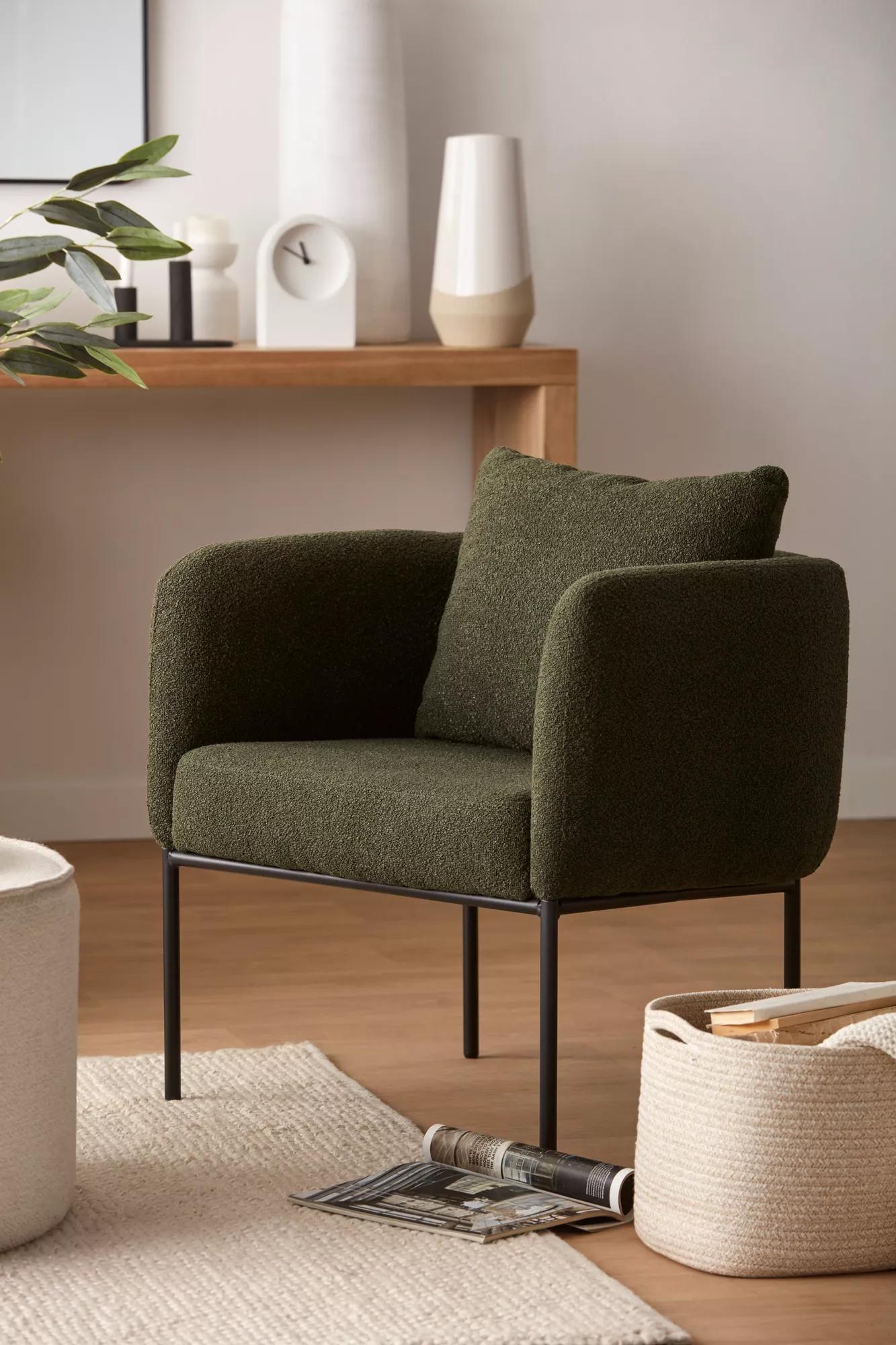 Fabric and Metal Accent Chair