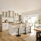 Oatmeal Fabric and Metal Adjustable Bar Stool