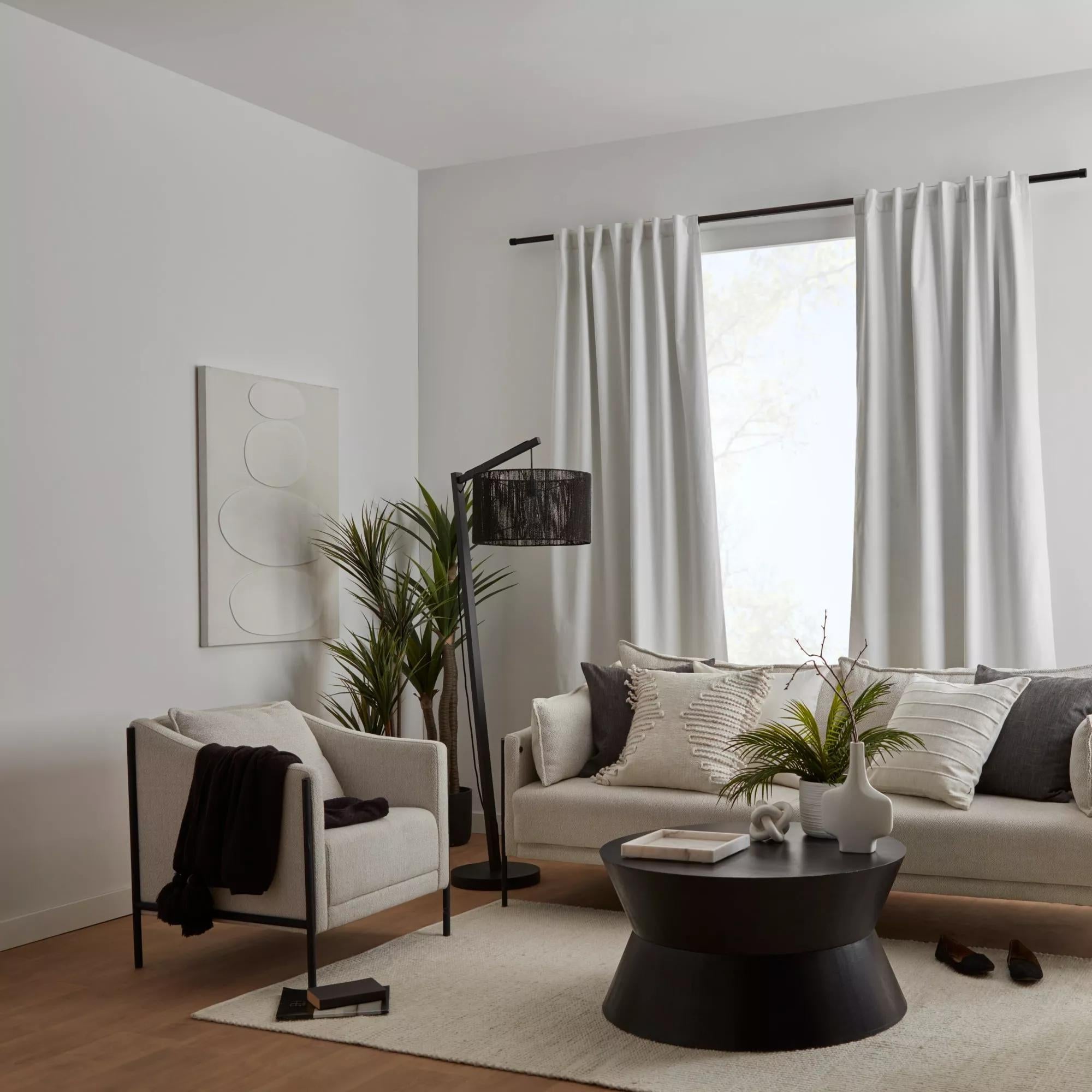 White Chita Back Tab Blackout Curtain