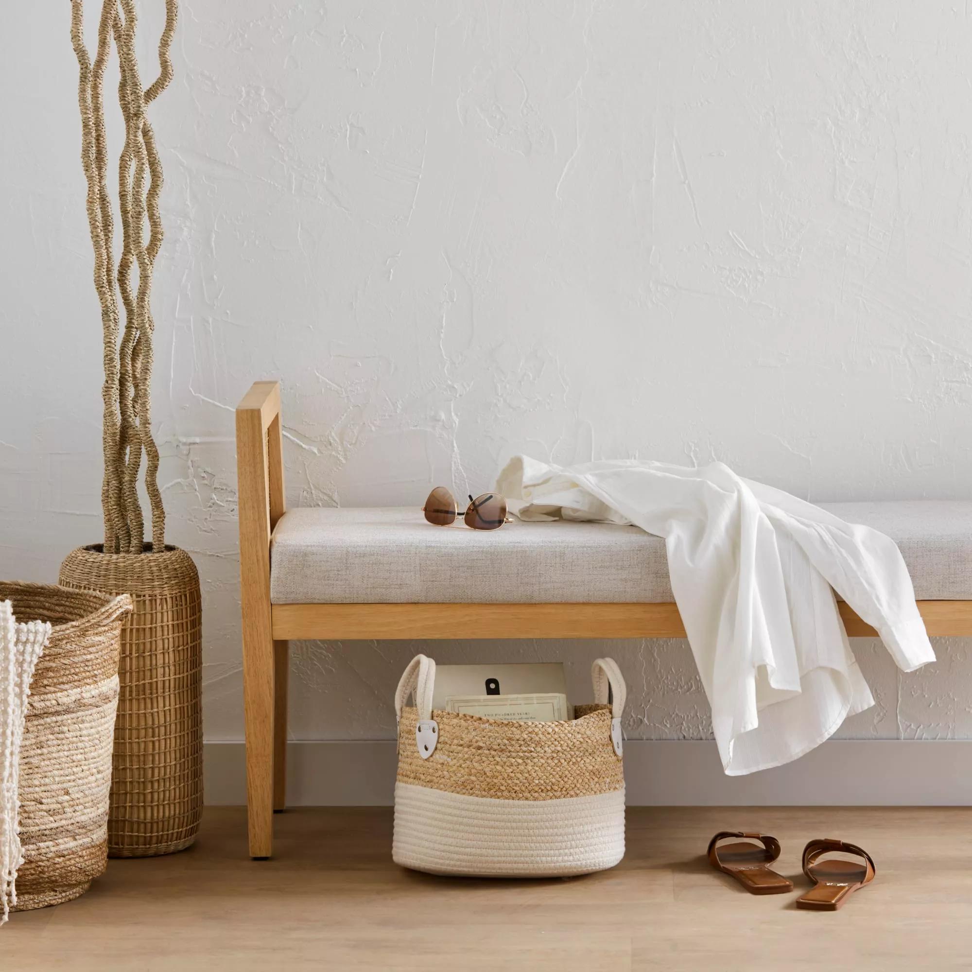 Corn Fiber and Cotton Rope Storage Basket