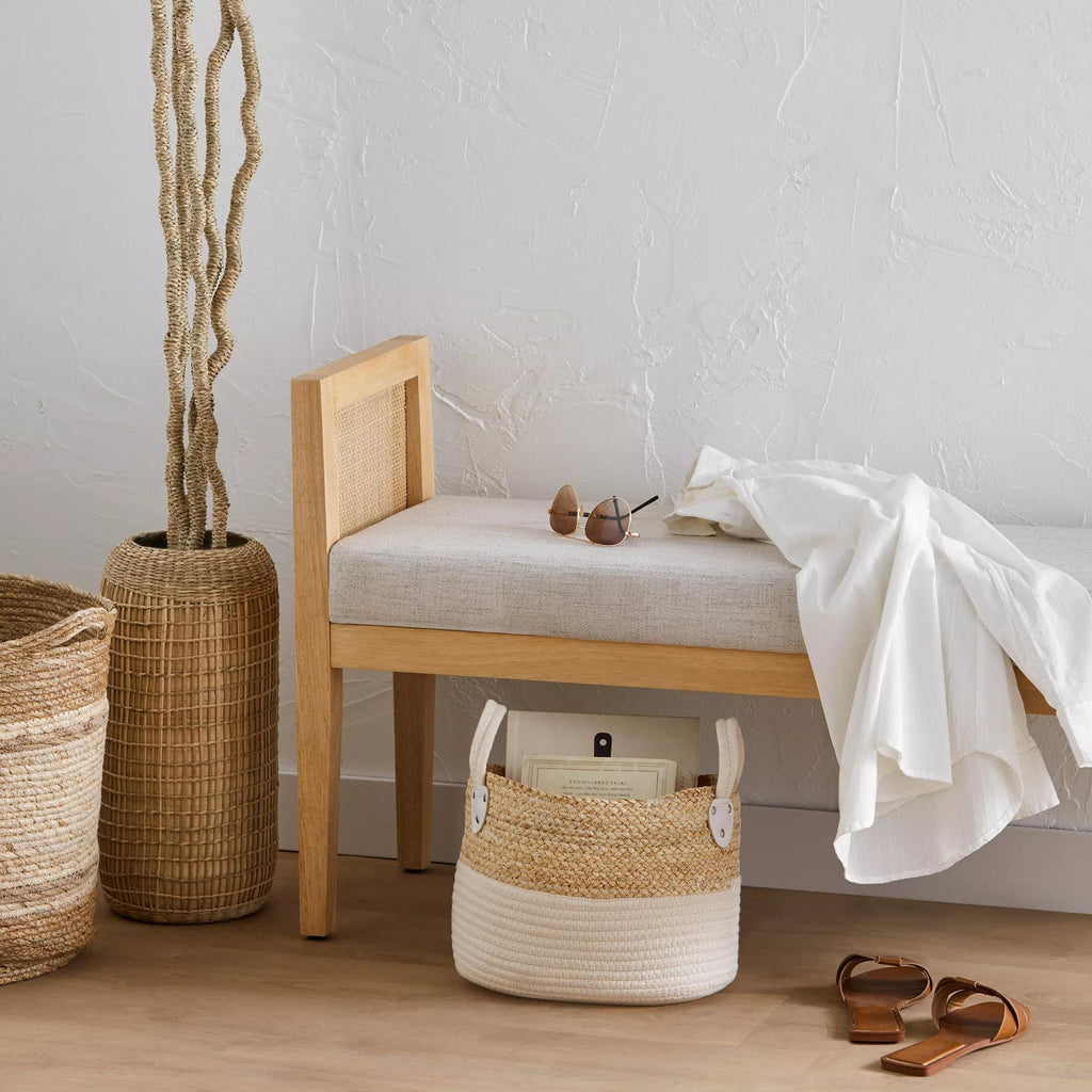 Corn Fiber and Cotton Rope Storage Basket