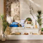 Artificial Exotic Floor Plant in White Pot