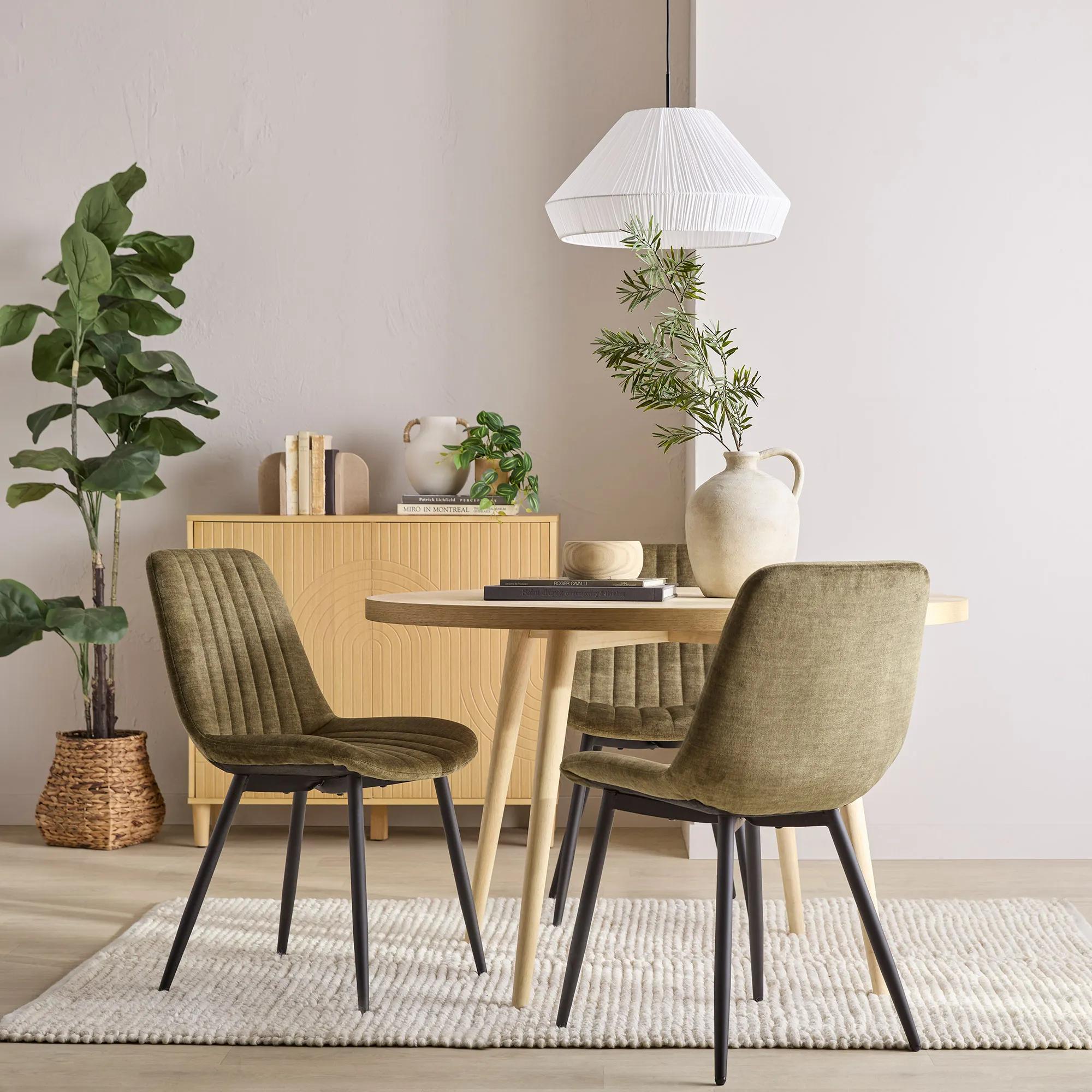 Velvet Fabric and Metal Dining Chair