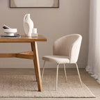 Beige Fabric and Metal Dining Chair