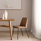 Brown Faux Leather and Metal Dining Chair