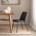 Brown Faux Leather and Metal Dining Chair