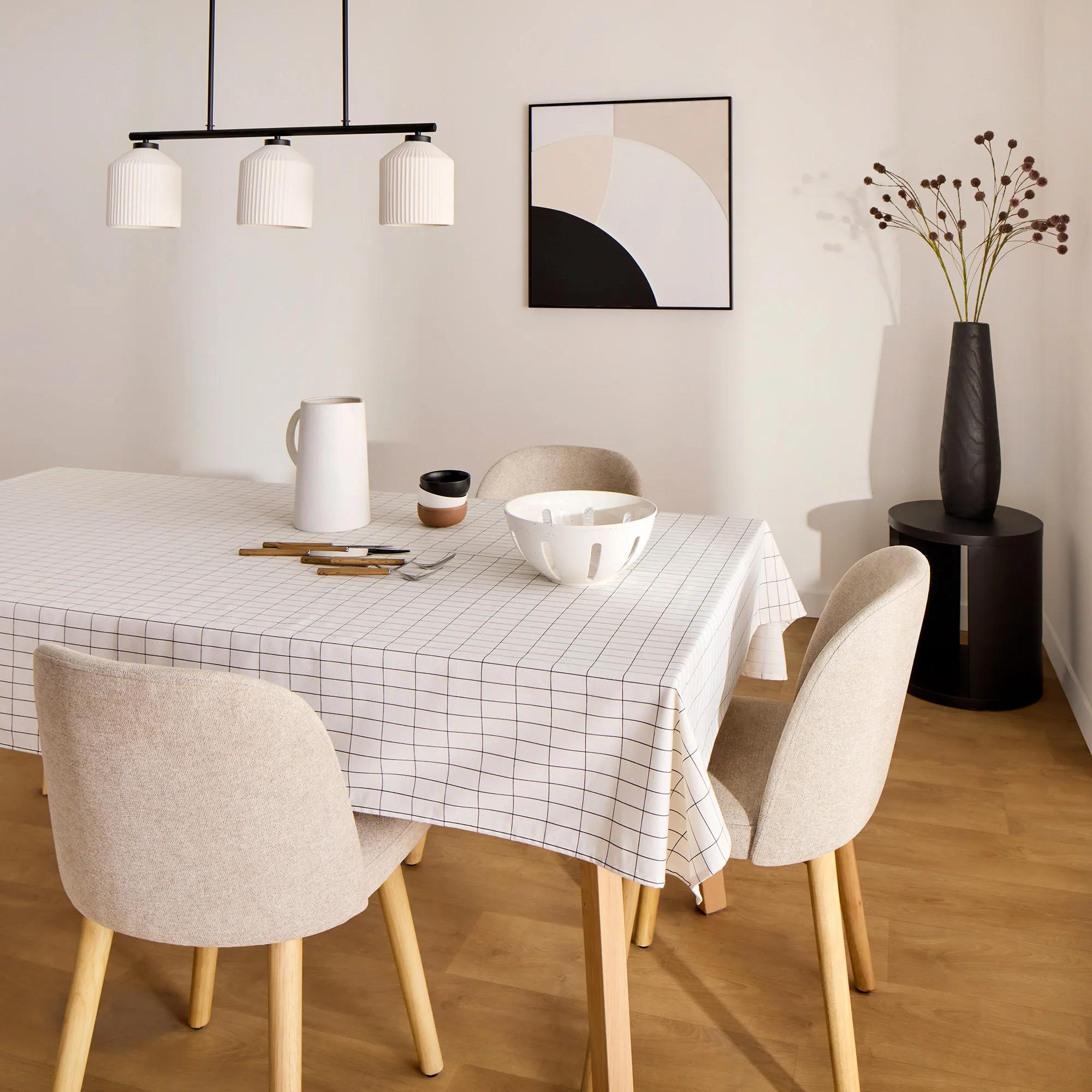 Fabric and Natural Wood Dining Chair