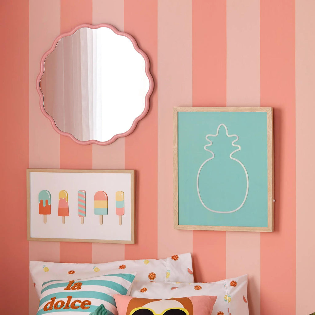 Pink Scalloped Mirror