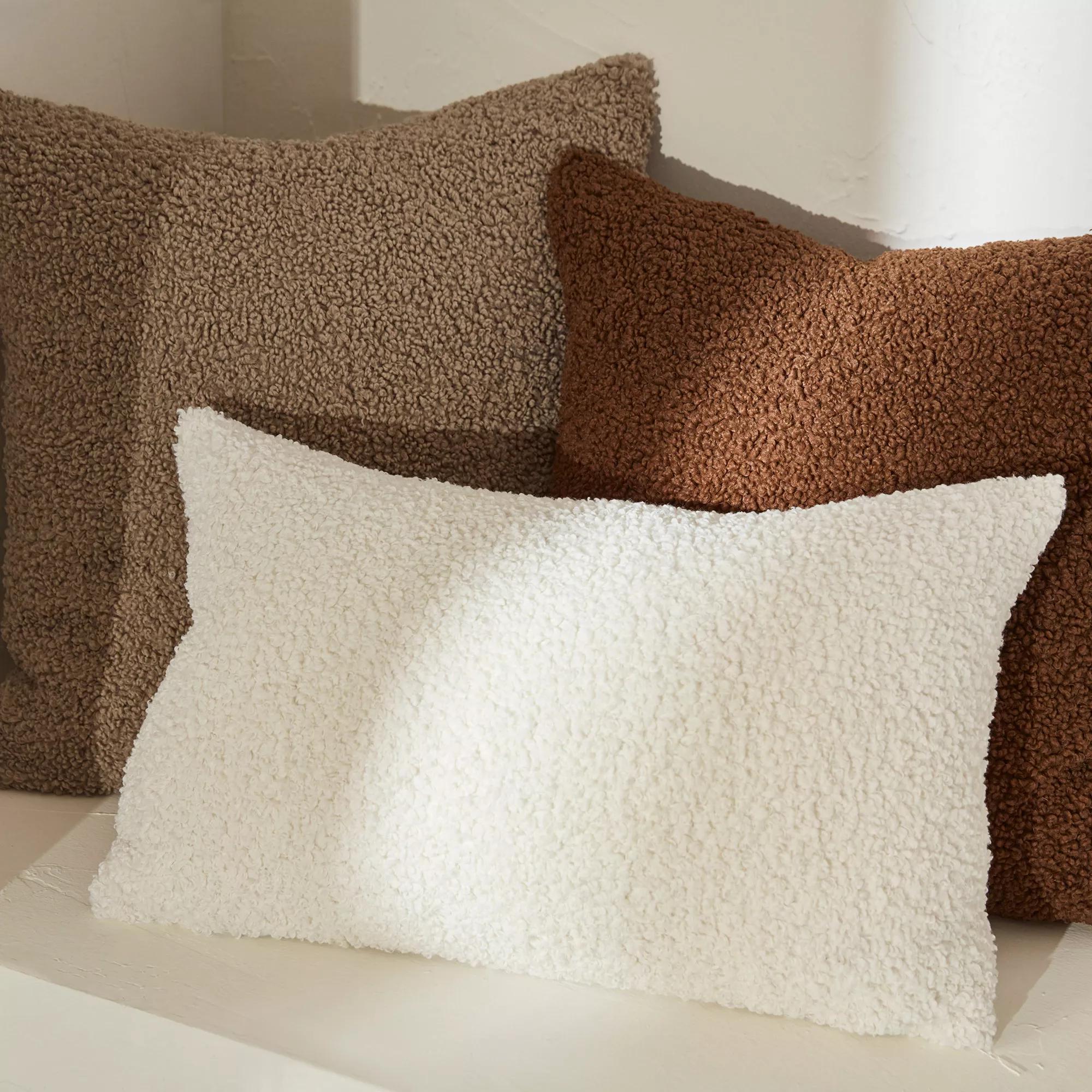 Brown Doodle Boucle Decorative Throw Pillow