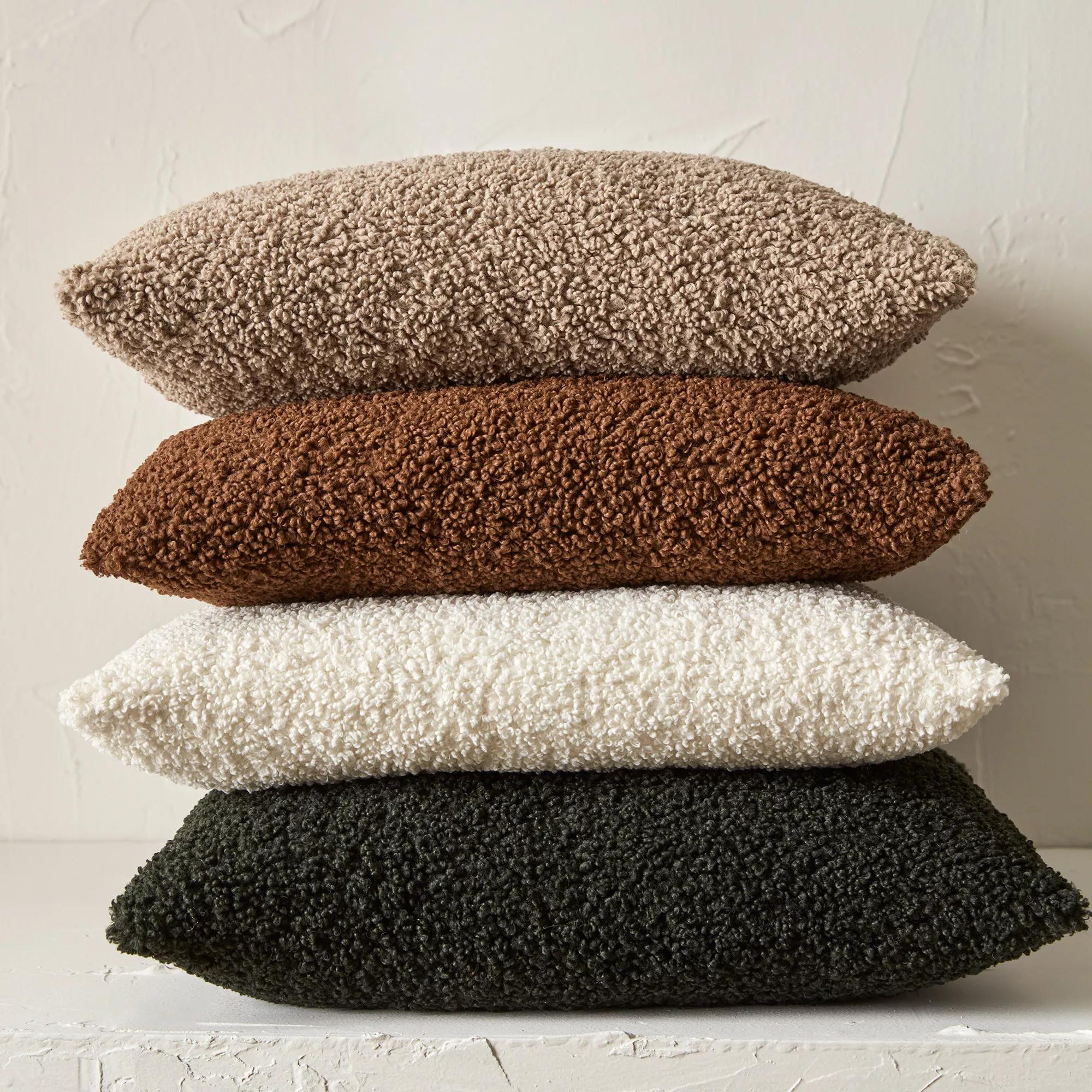 Medium Brown Doodle Boucle Decorative Throw Pillow