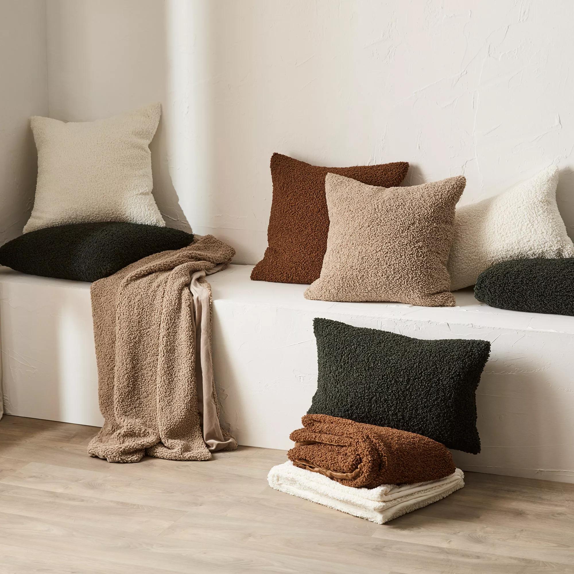 Off White Doodle Boucle Decorative Throw Pillow