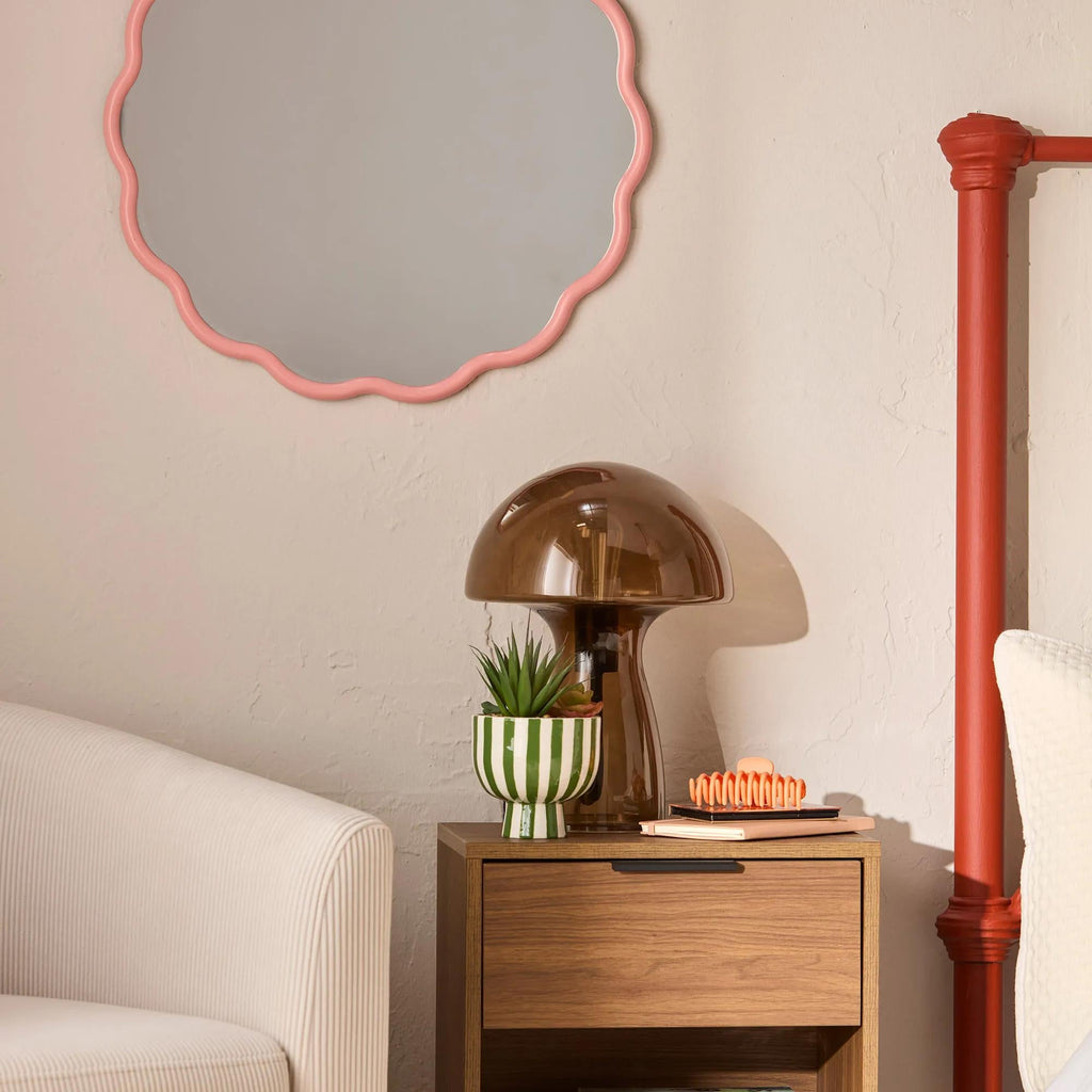 Pink Scalloped Mirror