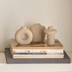 Set of 3 Beige Ceramic Vases