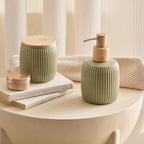 Ribbed Ceramic Cotton Jar