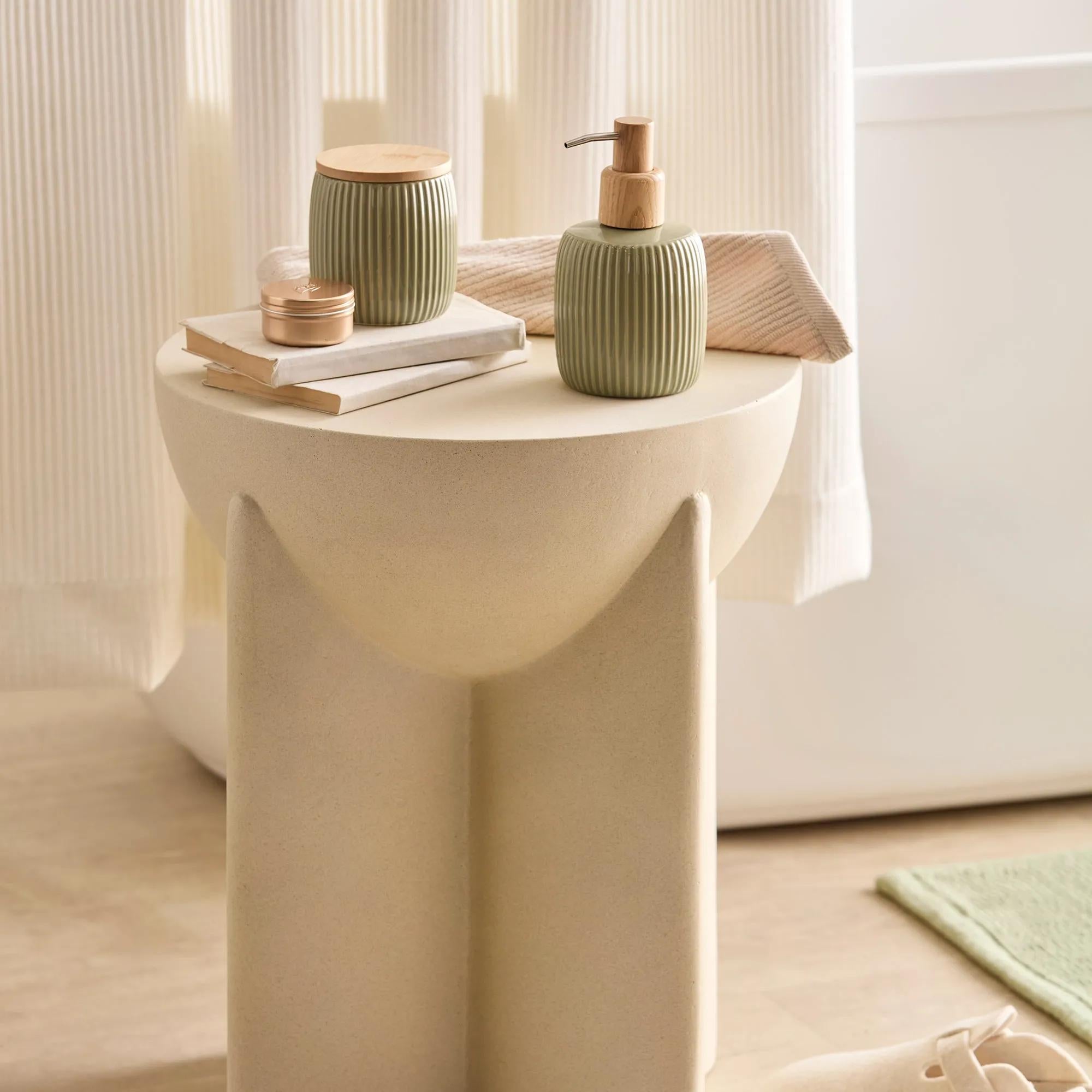 Ribbed Ceramic Cotton Jar