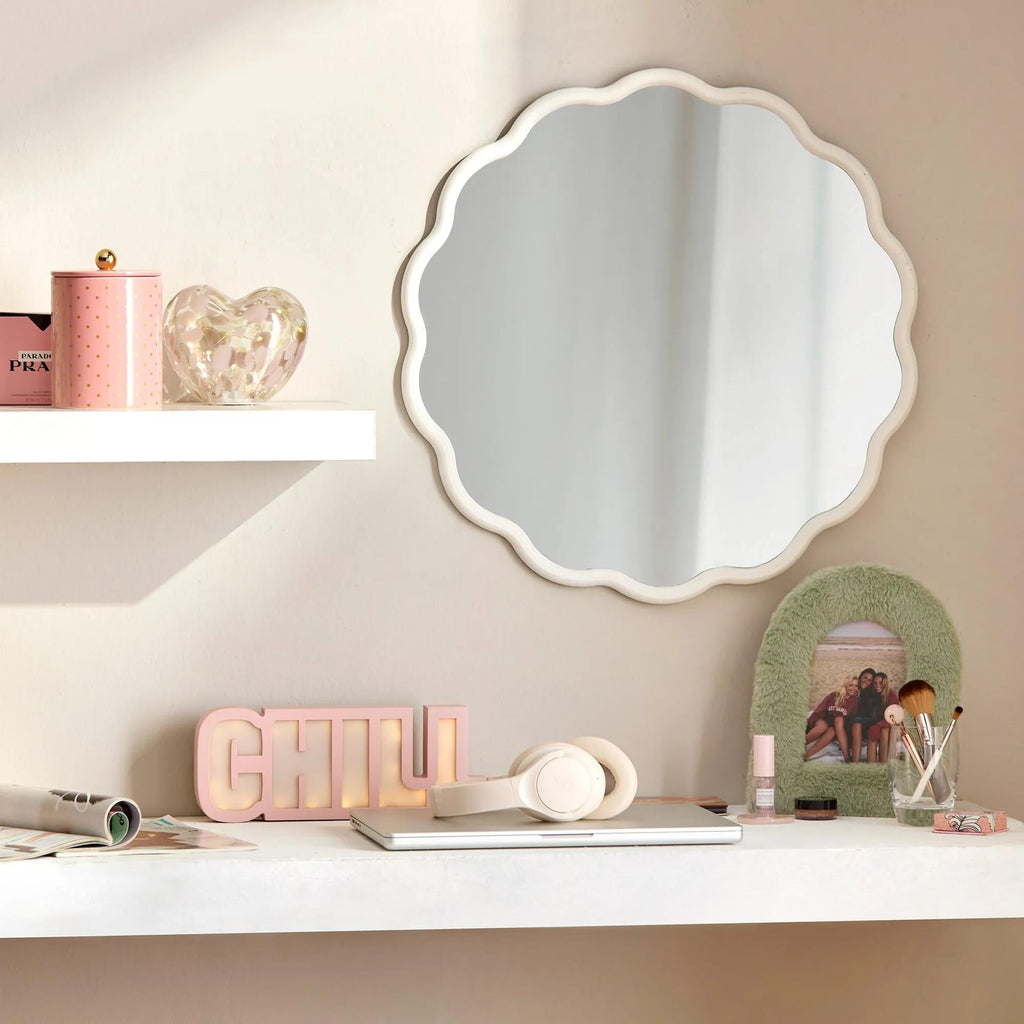 White Scalloped Mirror