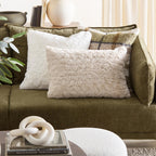 Light Beige Sheep Faux Fur Decorative Lumbar Pillow