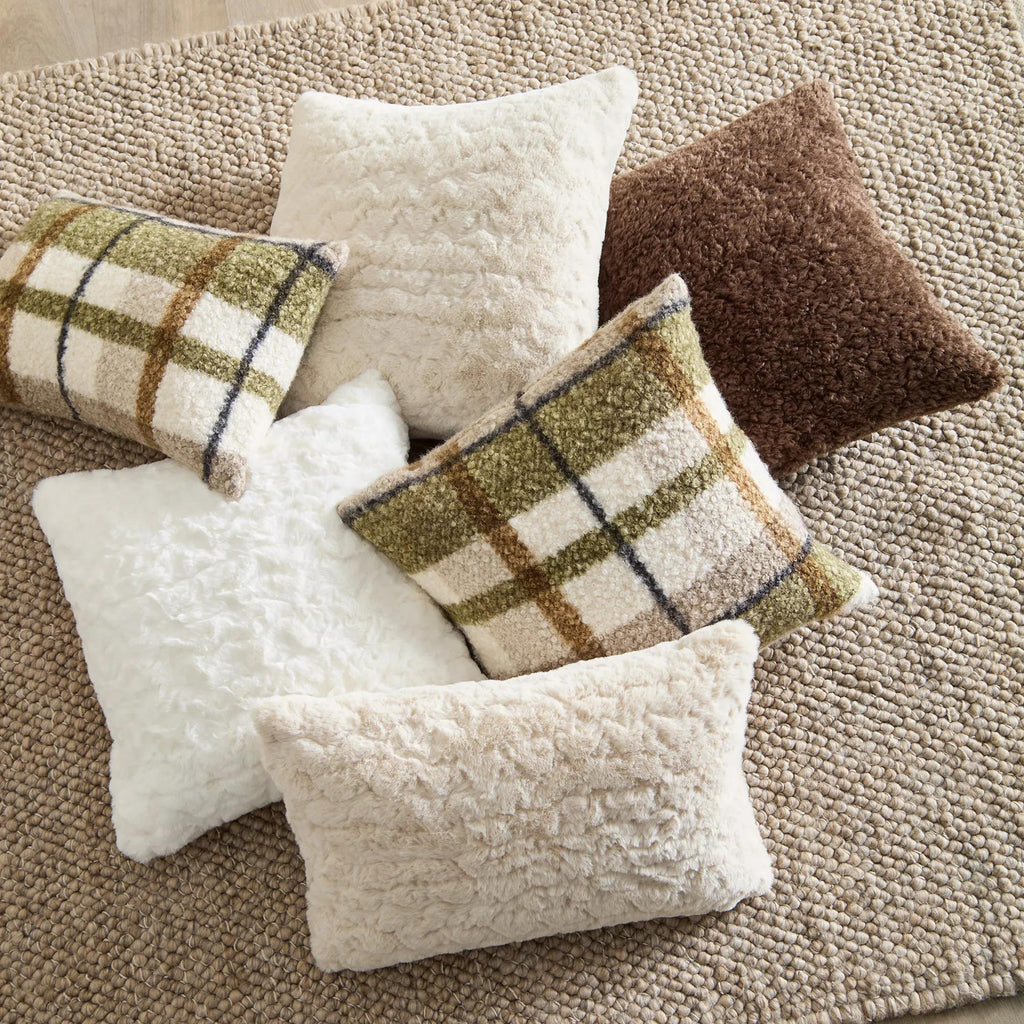 Oatmeal Sheep Faux Fur Throw Pillow
