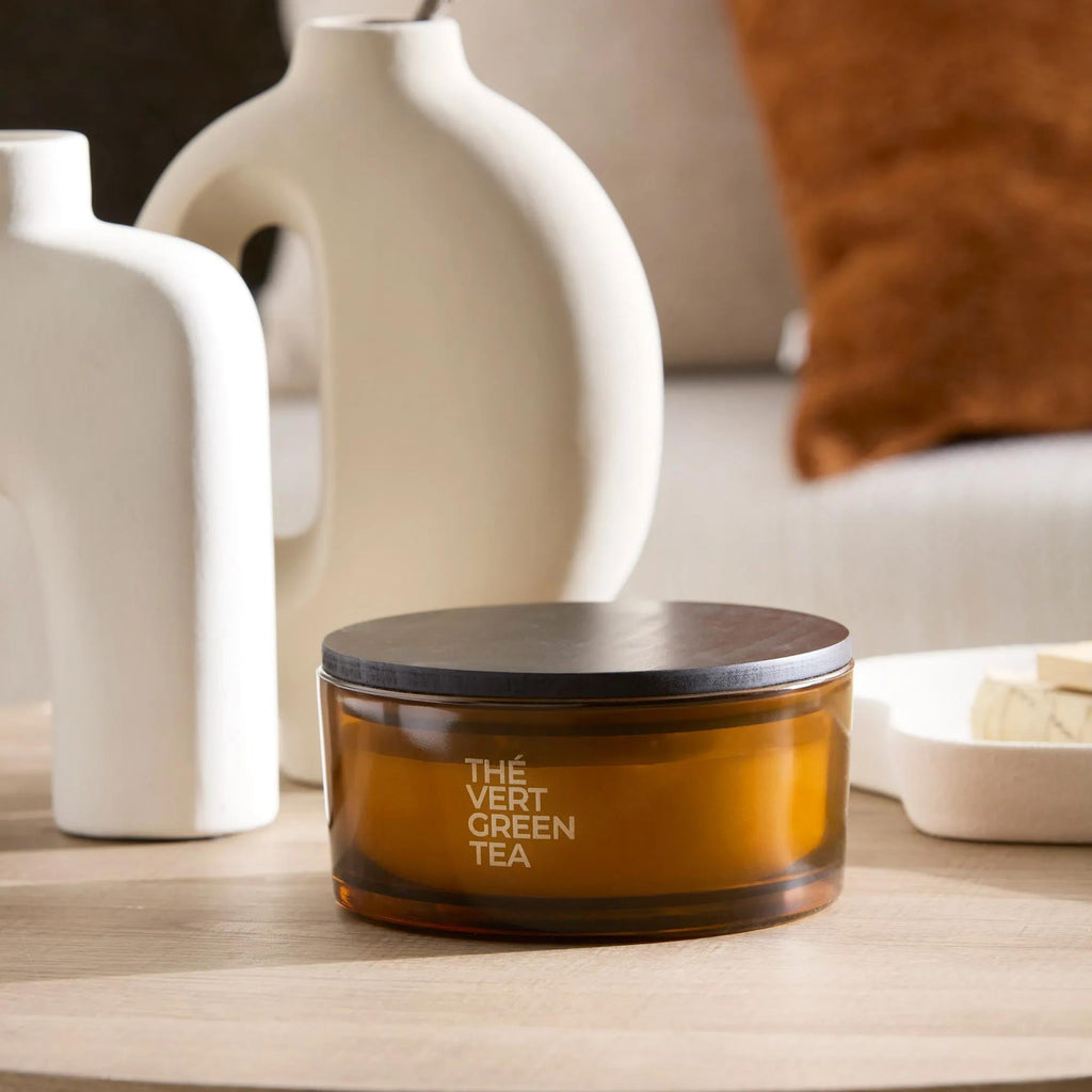 Bouclair Green Tea Candle with Wooden Lid