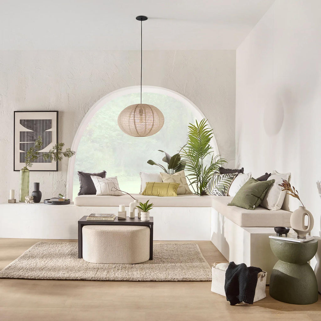 Black Coffee Table with Ottoman