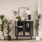 Black Buffet with Glass Doors