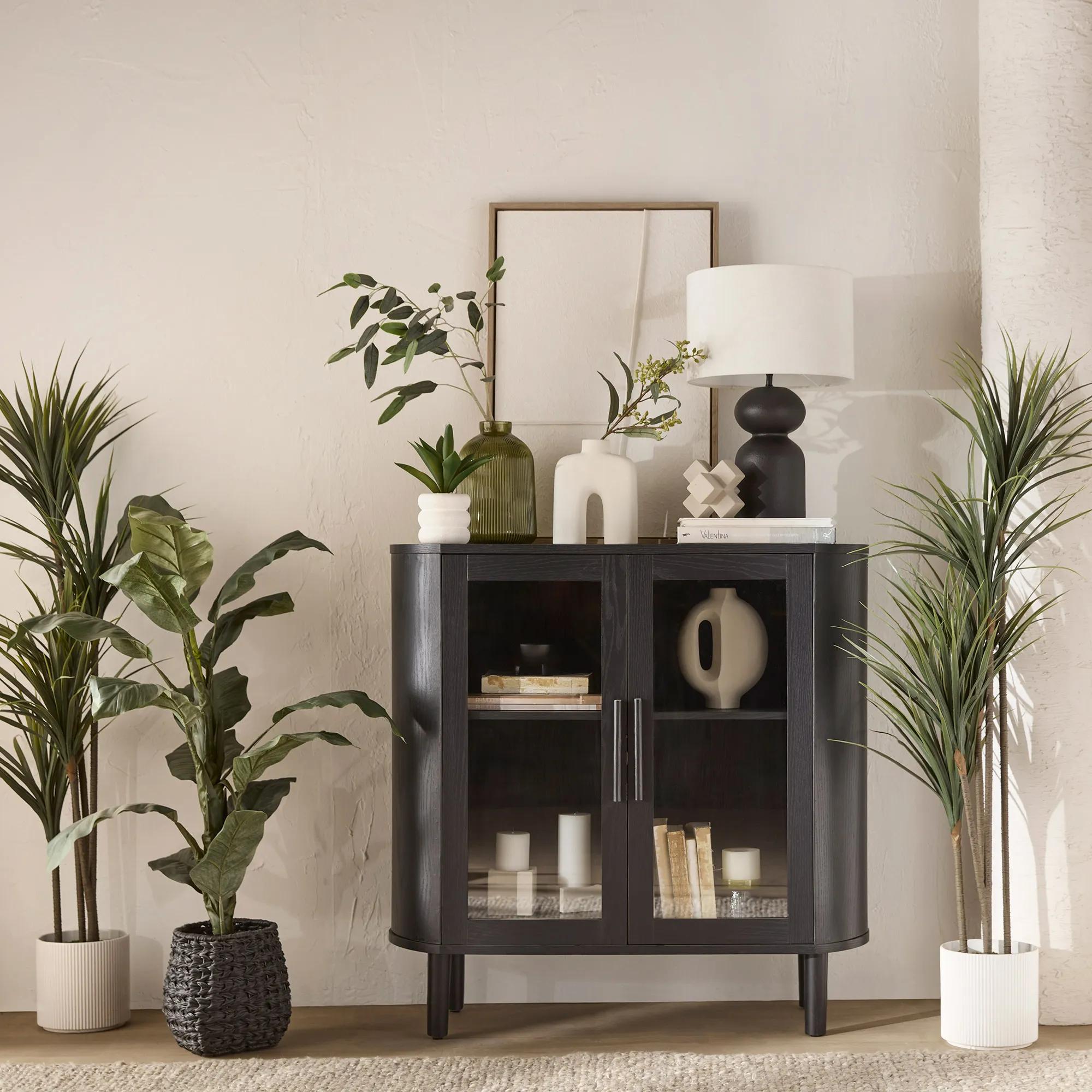 Artificial Exotic Floor Plant in White Pot