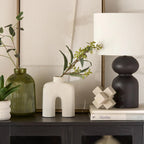 Green Ribbed Glass Table Vase