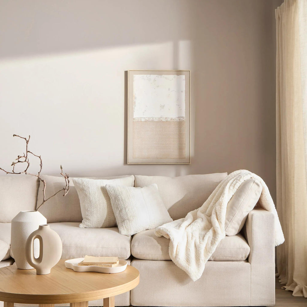 Off White Ellyn Faux Fur Throw