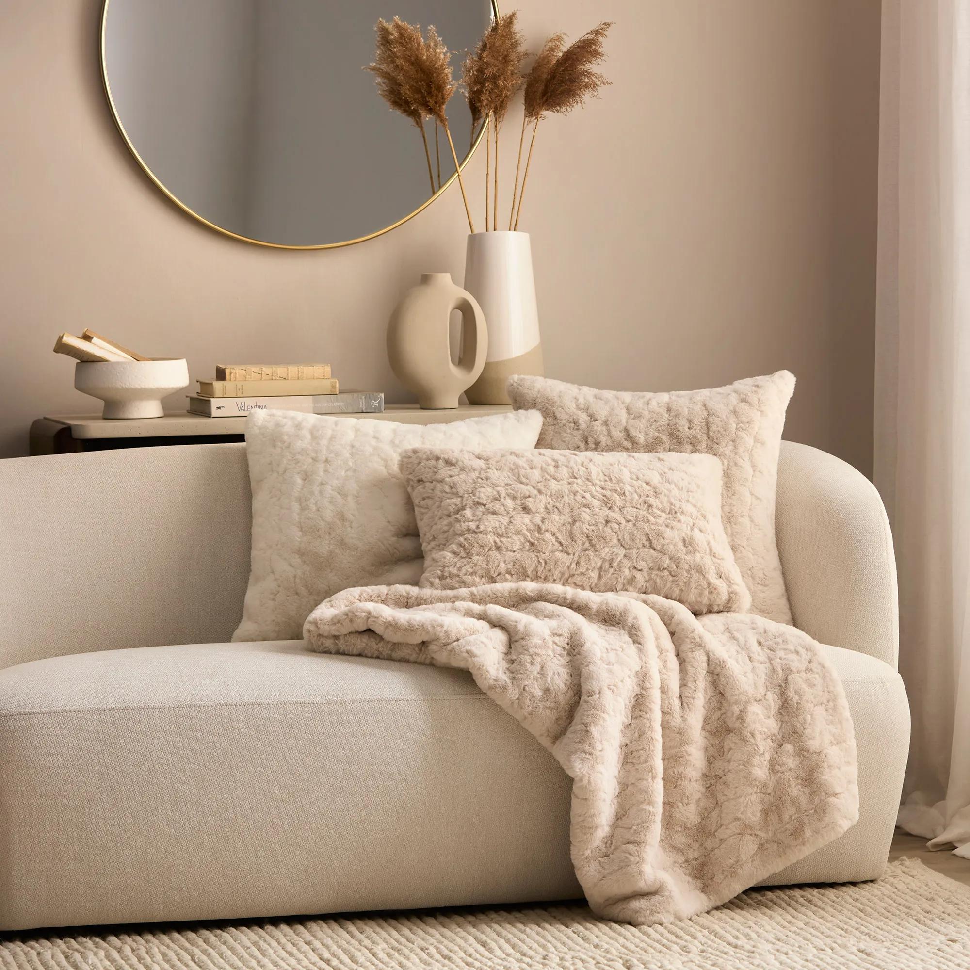 Oatmeal Sheep Faux Fur Throw