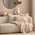 Light Beige Sheep Faux Fur Decorative Lumbar Pillow